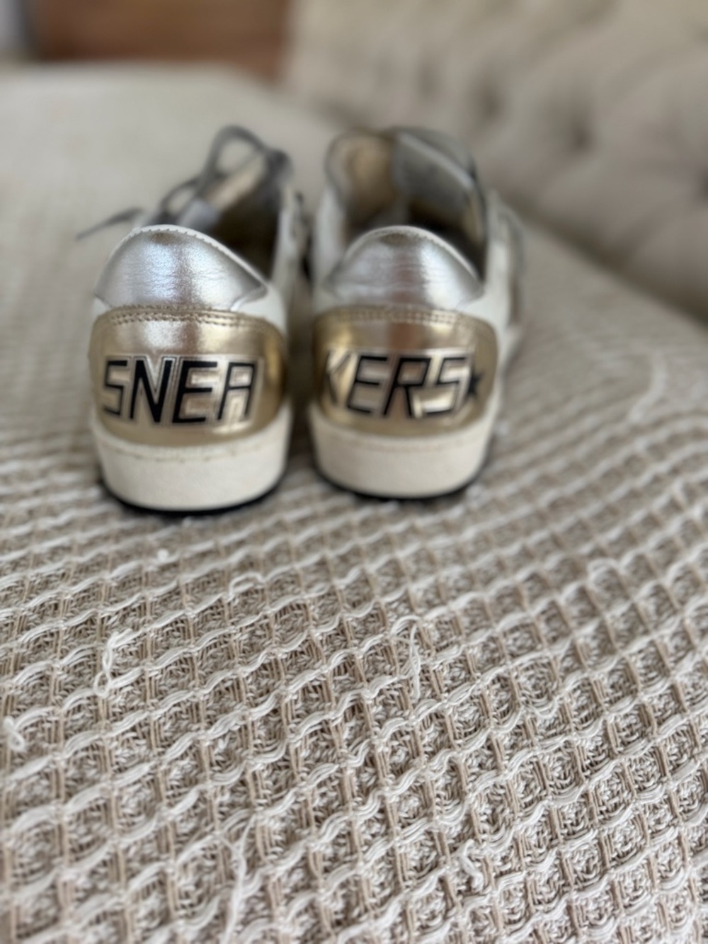 Golden Goose Ball Star Sneakers Leopard Star White Leather with Gray Laces sz 36 - Picture 7 of 10